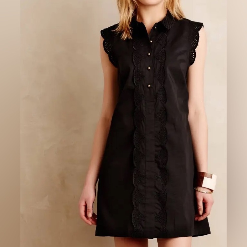 Anthropologie Dear Creatures Trinette Eyelet Black Dress